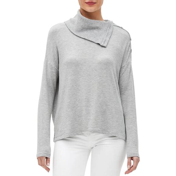 NWT! Michael Stars Madison Brushed Jersey Lacy Boxy Top Turtleneck Size Medium - Picture 2 of 12